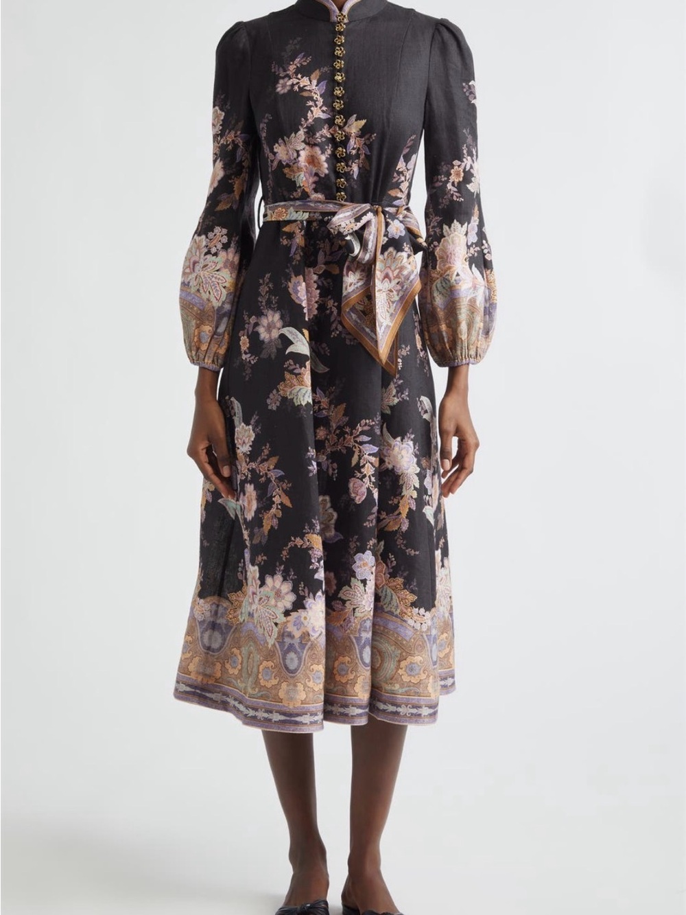 Zimmermann Luna Paisley Print Long Sleeve Midi Dress AU2/US8
